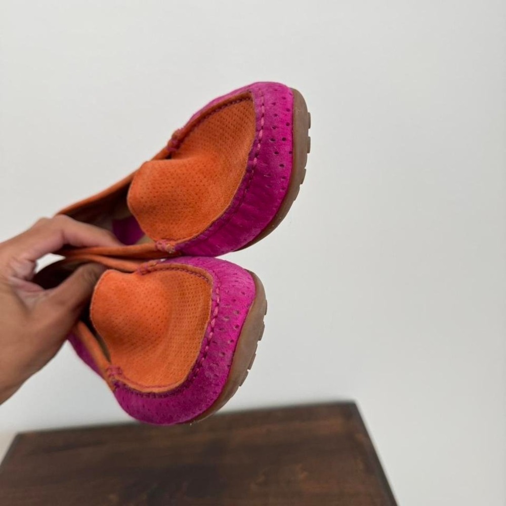 90s / Y2K Orange and pink suede loafer Size 8 Narrow - Picture 4 of 8